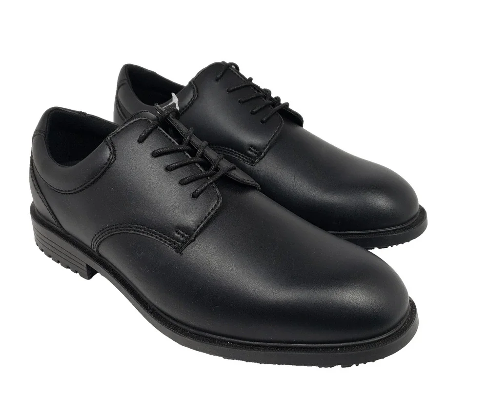 Shoes For Crews Mens Size 10.5 Black Leather Slip Resistant Oxford Shoes JY02-05
